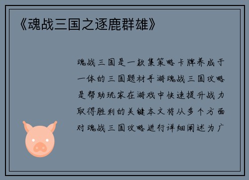 《魂战三国之逐鹿群雄》